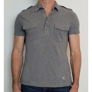 Express Men’s Medium Gray Short Sleeve Polo Shirt Military